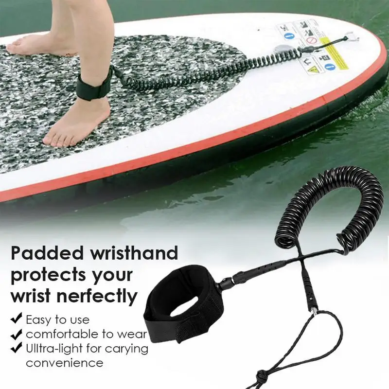 

10ft Coiled Surfboard Leash Surfing Stand Up Paddle Board Ankle Leash Board Foot Leg Rope Surfboard Board Raft Kayak Rope