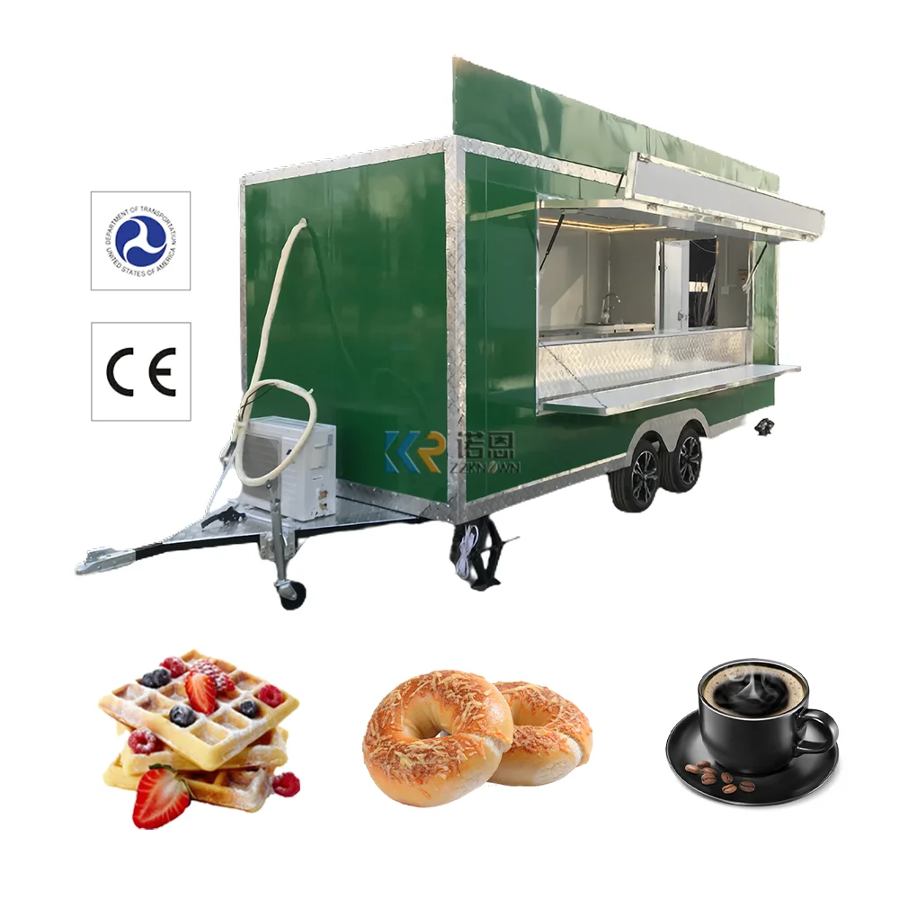 

Customized Coffee Ice Cream Food Trailer with Full Kitchen Mobile Street Vending Food Cart 13Ft Kitchen Cooking Food Truck