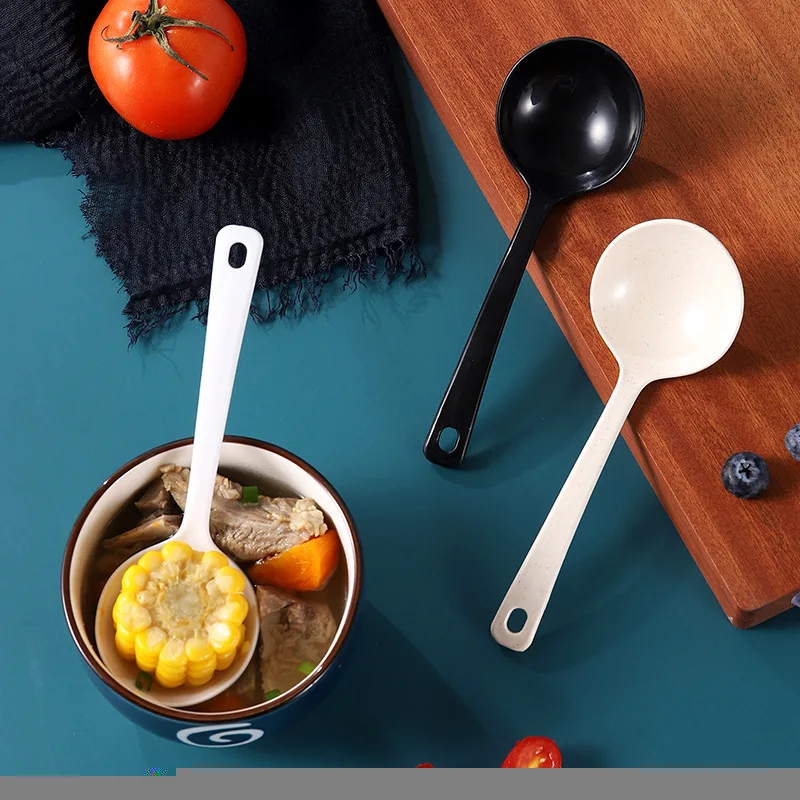 

Одноразовая утолщенная суповая ложка, пластиковая большая ложка для домашней каши, с длинной ручкой, белая, для горячего горшка, для выноса, ...