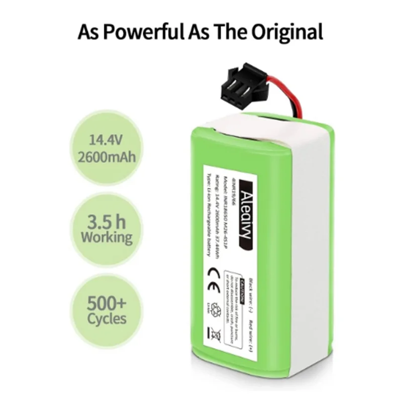 14.4V 2.6Ah Li-ion battery for Cecotec Conga Excellence 950 990 1090 Ecovacs Deebot DN621 601/605 Eufy RoboVac 35C Panda i7 V710
