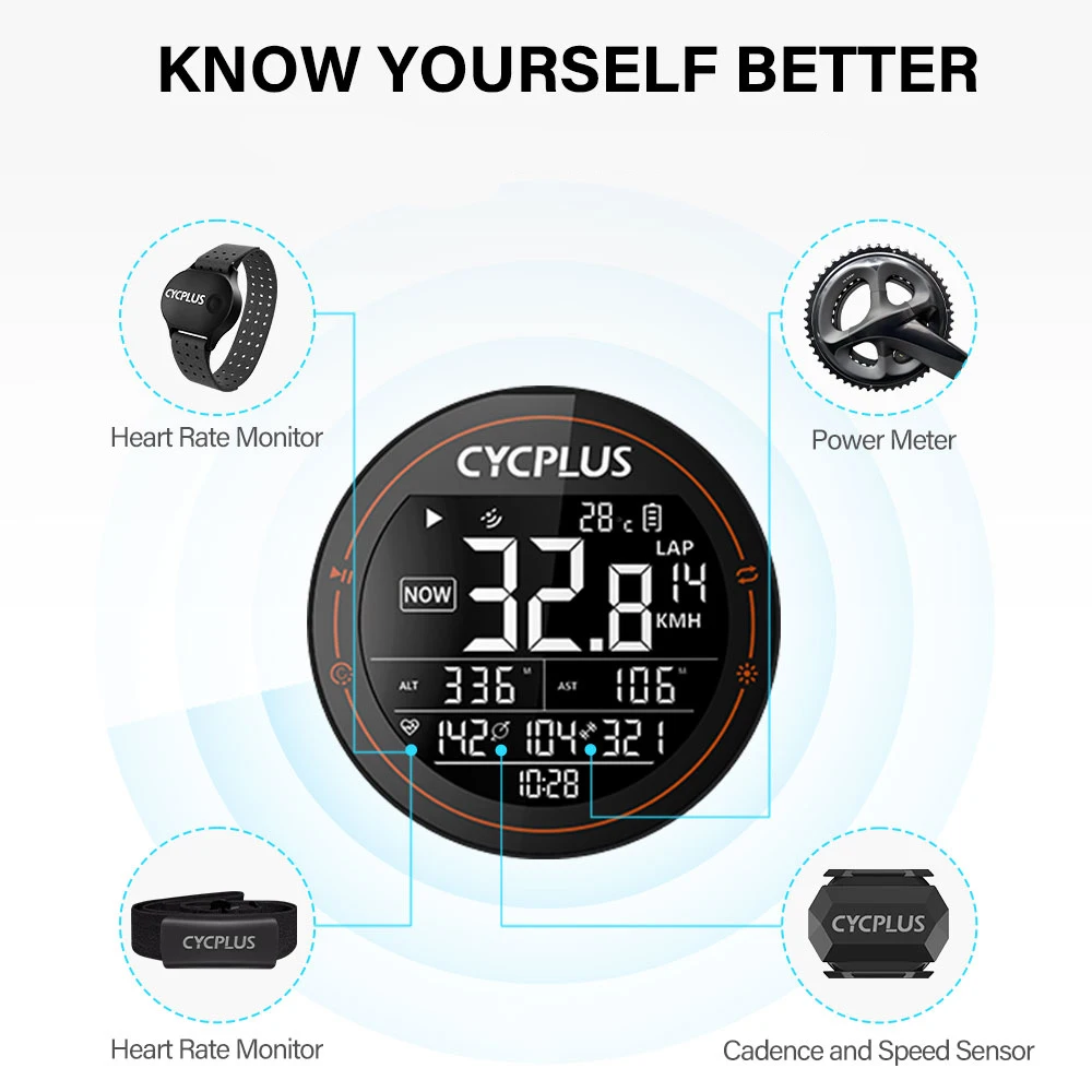Беспроводной Велосипедный компьютер CYCPLUS GPS Спидометр BT ANT водонепроницаемый с