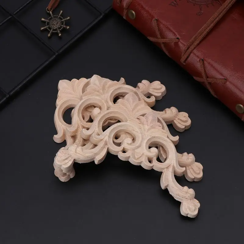 

4pcs/set Wood Carved Corner Onlay Applique Unpainted Frame Cupboard Cabinet Decal For Home Furniture Decor Craft 8x8cm
