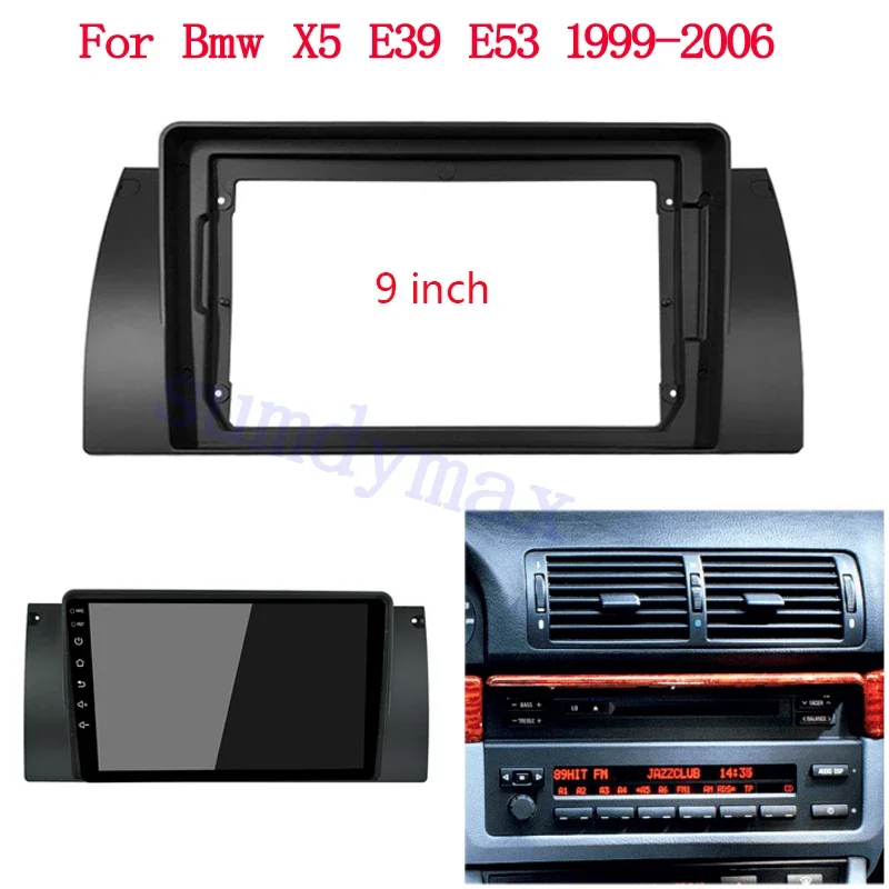 9inch 2 Din Car Radio Fascia Frame For BMW E39 E53 X5 5 Series E38 big screen android frame