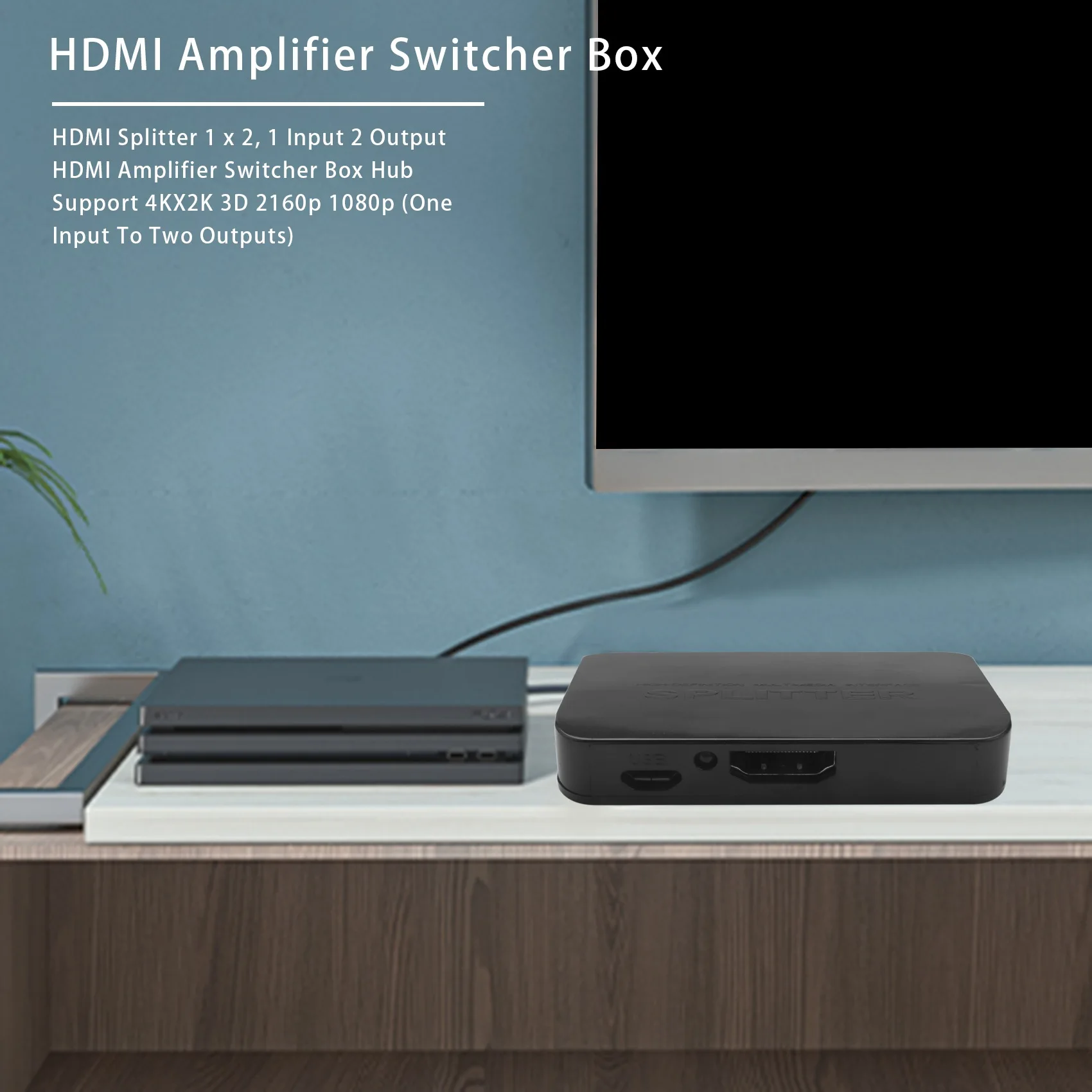 HDMI сплиттер 1x2 1 вход 2 выхода усилитель коммутатор коробка концентратор