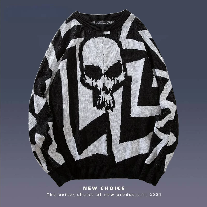 Свитер мужской вязаный в стиле хип-хоп уличная одежда винтажный оверсайз свитер
