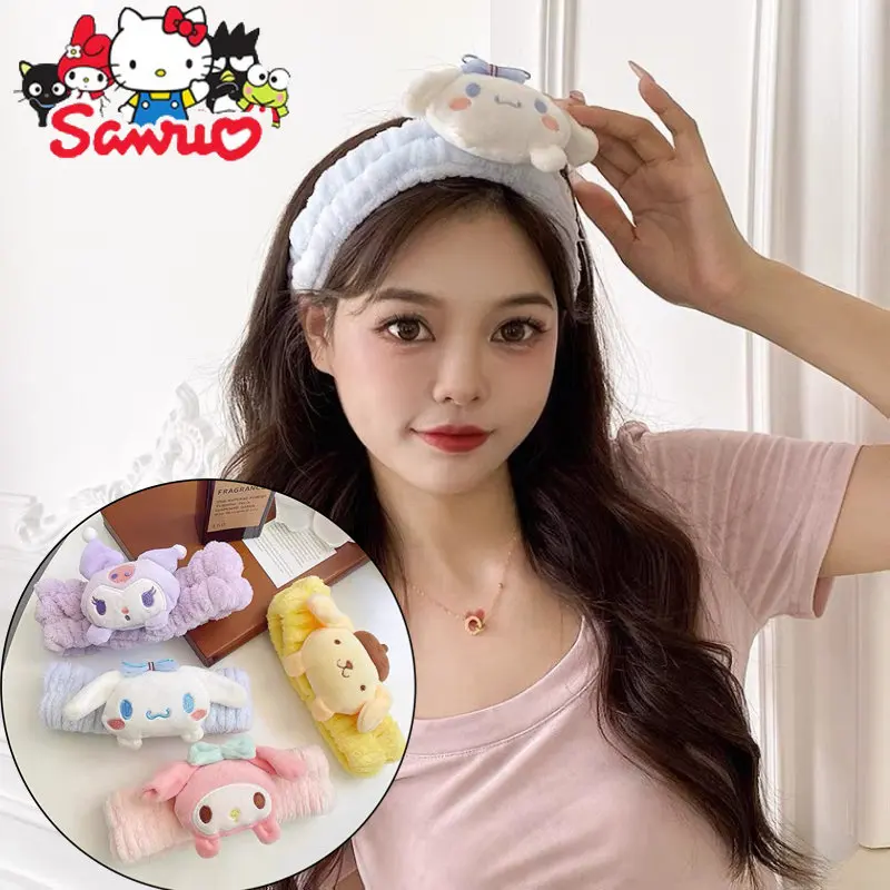 Купи Cartoon Headband Sanrio Melody Kuromi Cinnamoroll Pochacco Cute Makeup Headgear Wash Wash Headband Hair Ring Hair Accessories за 11 рублей в магазине AliExpress