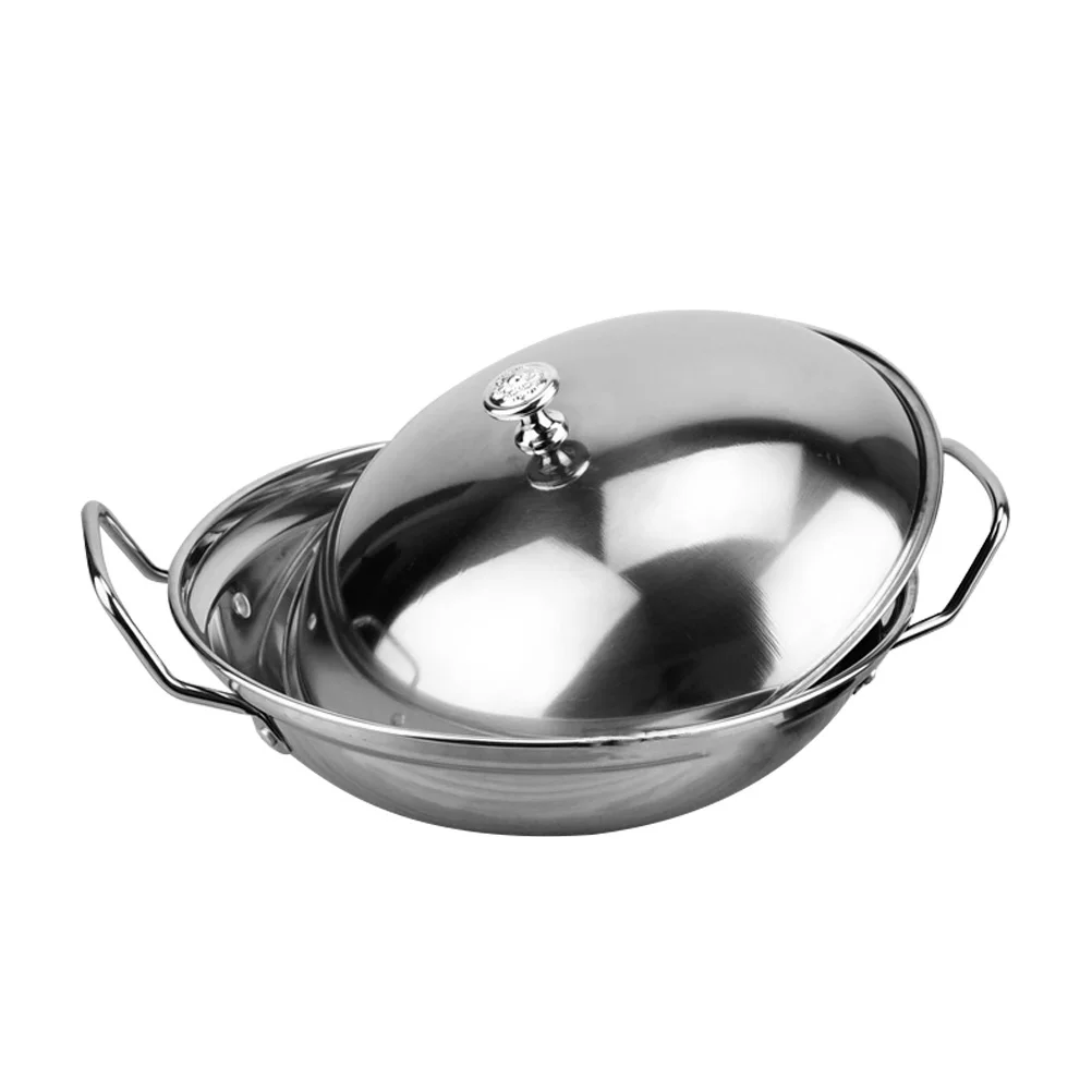 

Pot Pan Wok Hot Cooking Stove Stainless Steel Gas Fry Noodle Sauce Omelette Soup Pasta Kitchen Stir Frying Handle Cookware