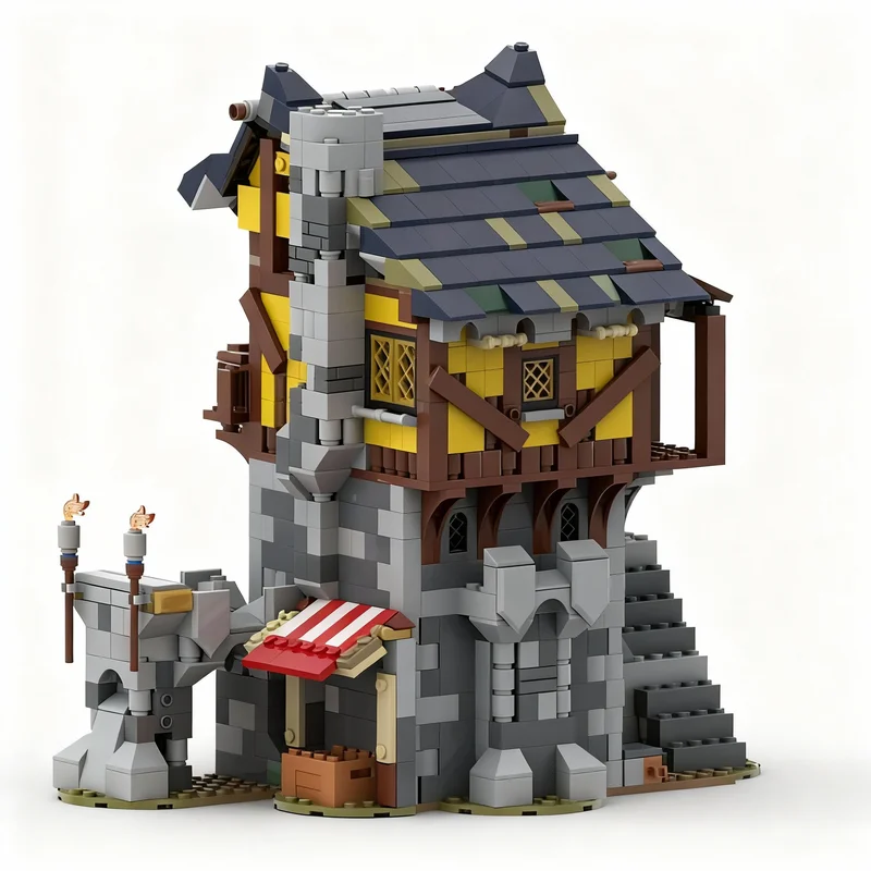 Набор строительных блоков MOC Uptown Keep Castle, 1082 детали, архитектурная модель, игрушки, рождественские подарки, подарки на день рождения, развивающие идеи для детей (art.: 3920dc967075e) - 3920dc967075e