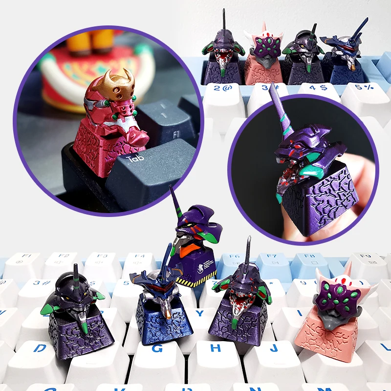 

Anime Cartoon EVA Mecha Keycap Handmade Resin Custom Three-Dimensional Personality Embossing Process Mechanical Keyboard Keycap