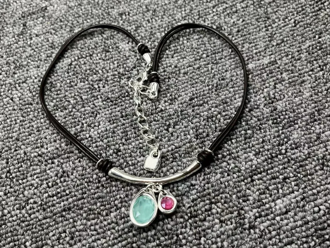 2022 Новая мода гальваническое ожерелье из серебра 925 пробы с черной веревкой