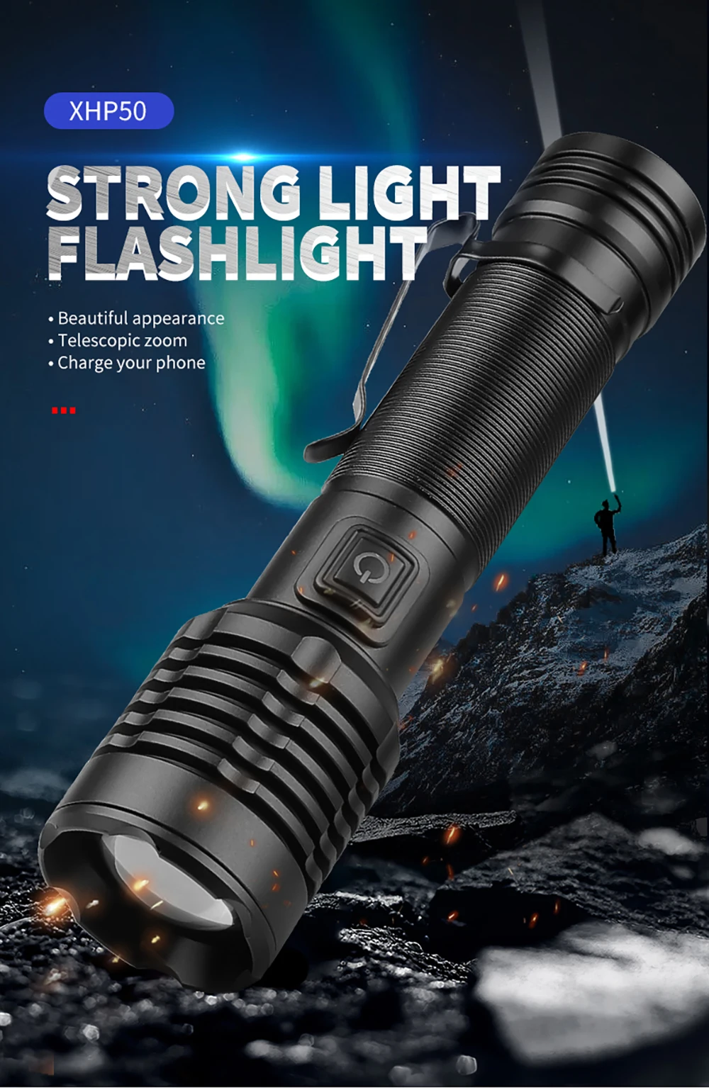 

D2 XHP50 высокомощный фонарик, фонарик для кемпинга, рыбалки, аккумулятор USB 18650, тактический фонарь, мощный фонарик, фотовспышка