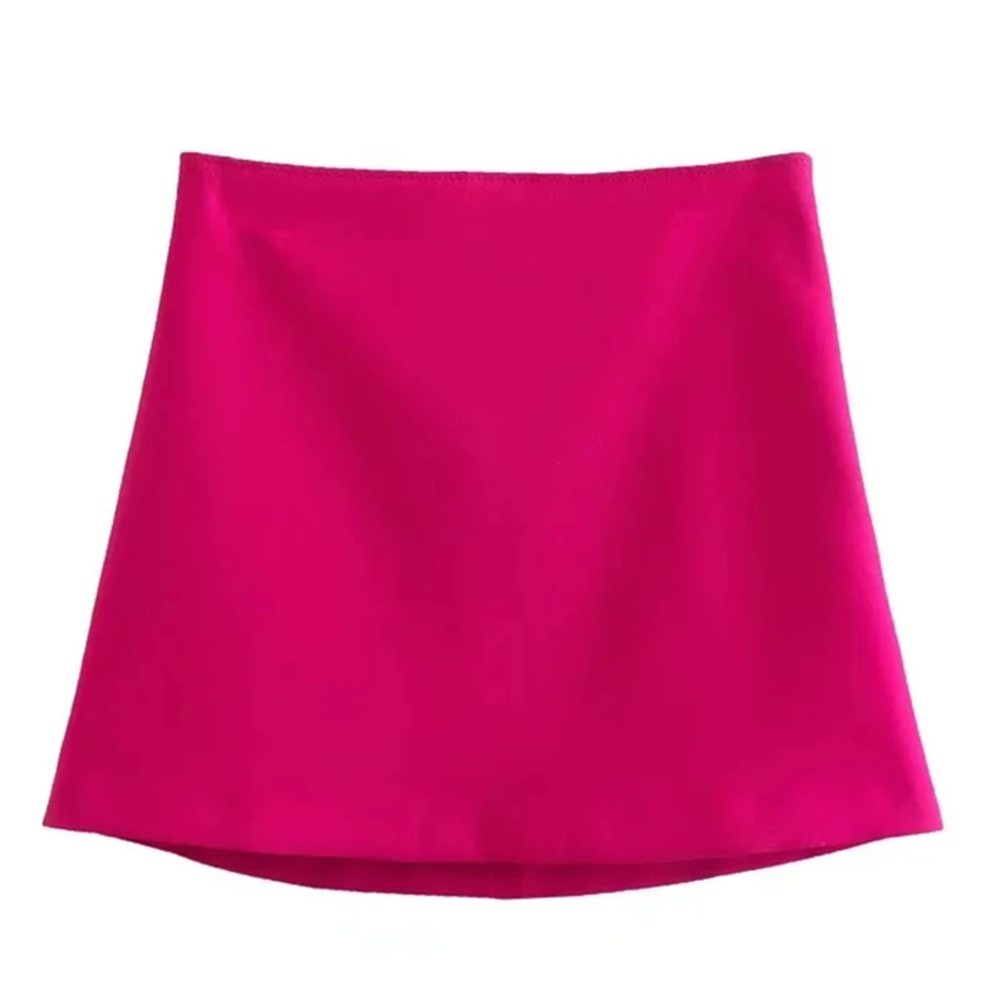 

Withered 2022 England Style Office Lady High Street Retro Rose Red High Wasit A-line Mini Skirt Women Sexy Casual Solid Skirts