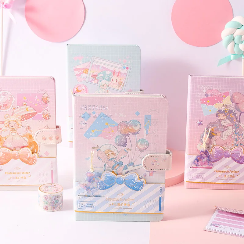 

Фантазия мелодия в твердом переплете ноутбук подарочный набор Kawaii планировщик книга 112 листов пустой + линия + сетка бумага + план страницы к...