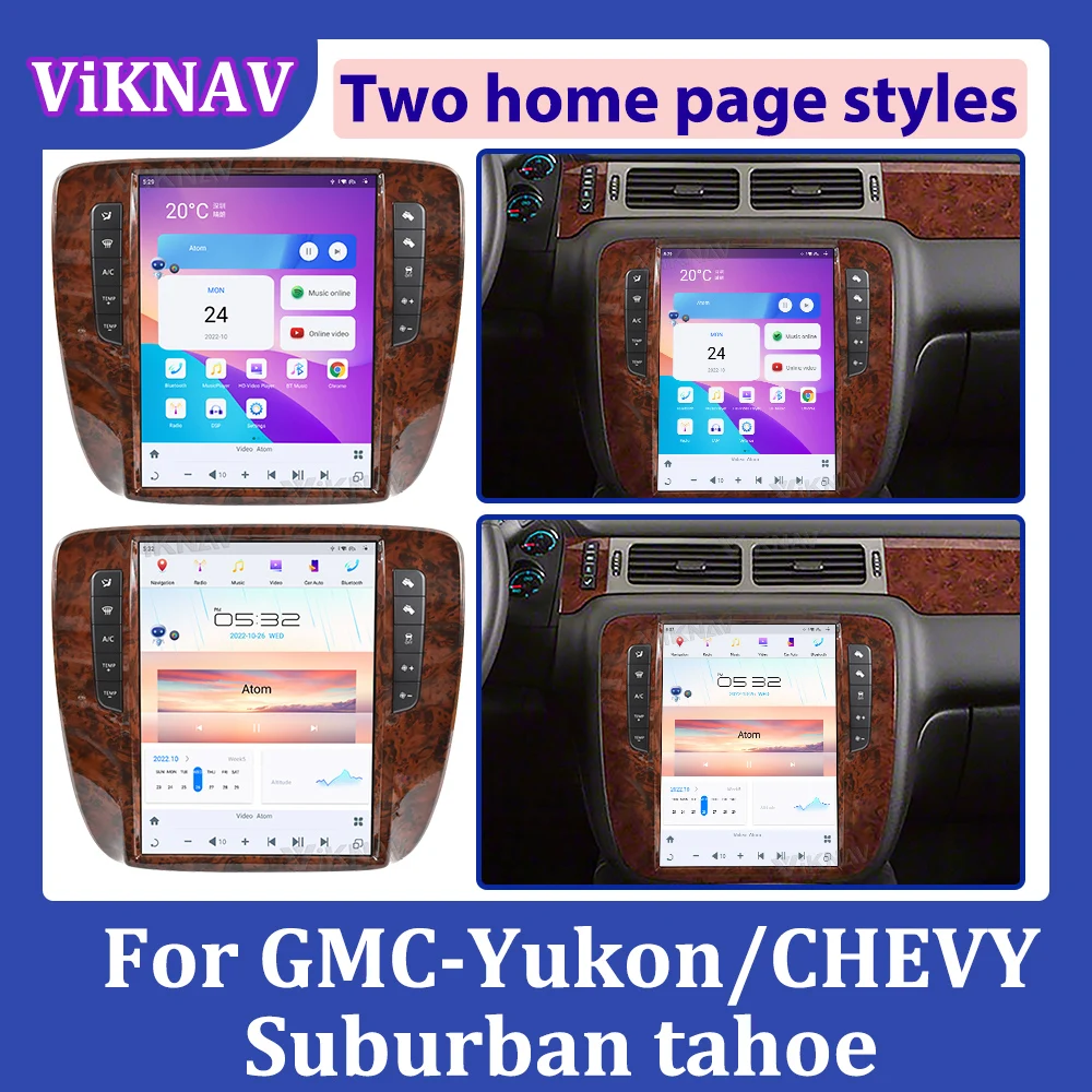 

Автомобильное радио с сенсорным экраном 12,1 дюйма для GMC-Yukon/Chevy Suburban Tahoe Auto AC 2007-2013, Android, мультимедийный плеер, головное устройство