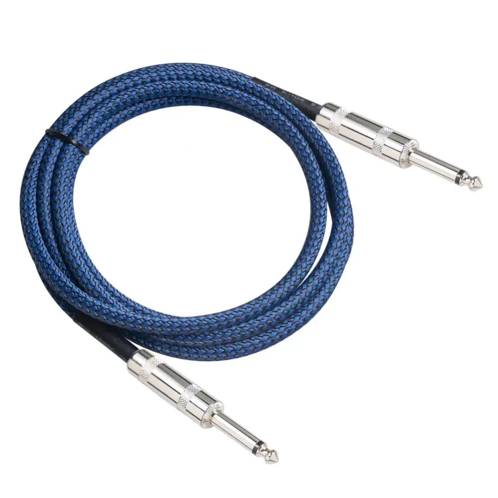 

TC048BL Electric Guitar Instrument Wire Color Braided Stereo Audio Cord Mono 6.35 Male To Male Guitar Braided Audio Cable
