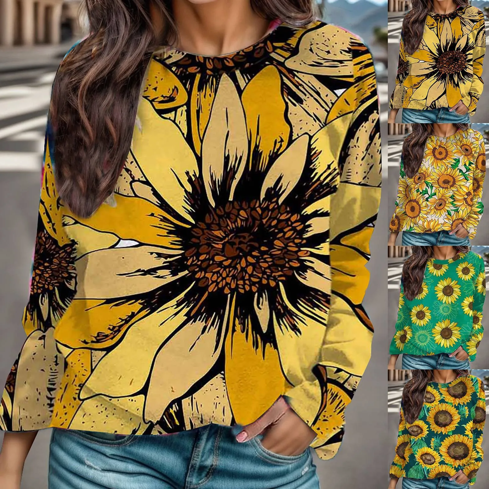 

Ladies Long Sleeve Sweatshirts Ms Sunflower Sets Printing Long Sleeved Fleece Fashion Leisure Comfortable Women Sweater Jacket