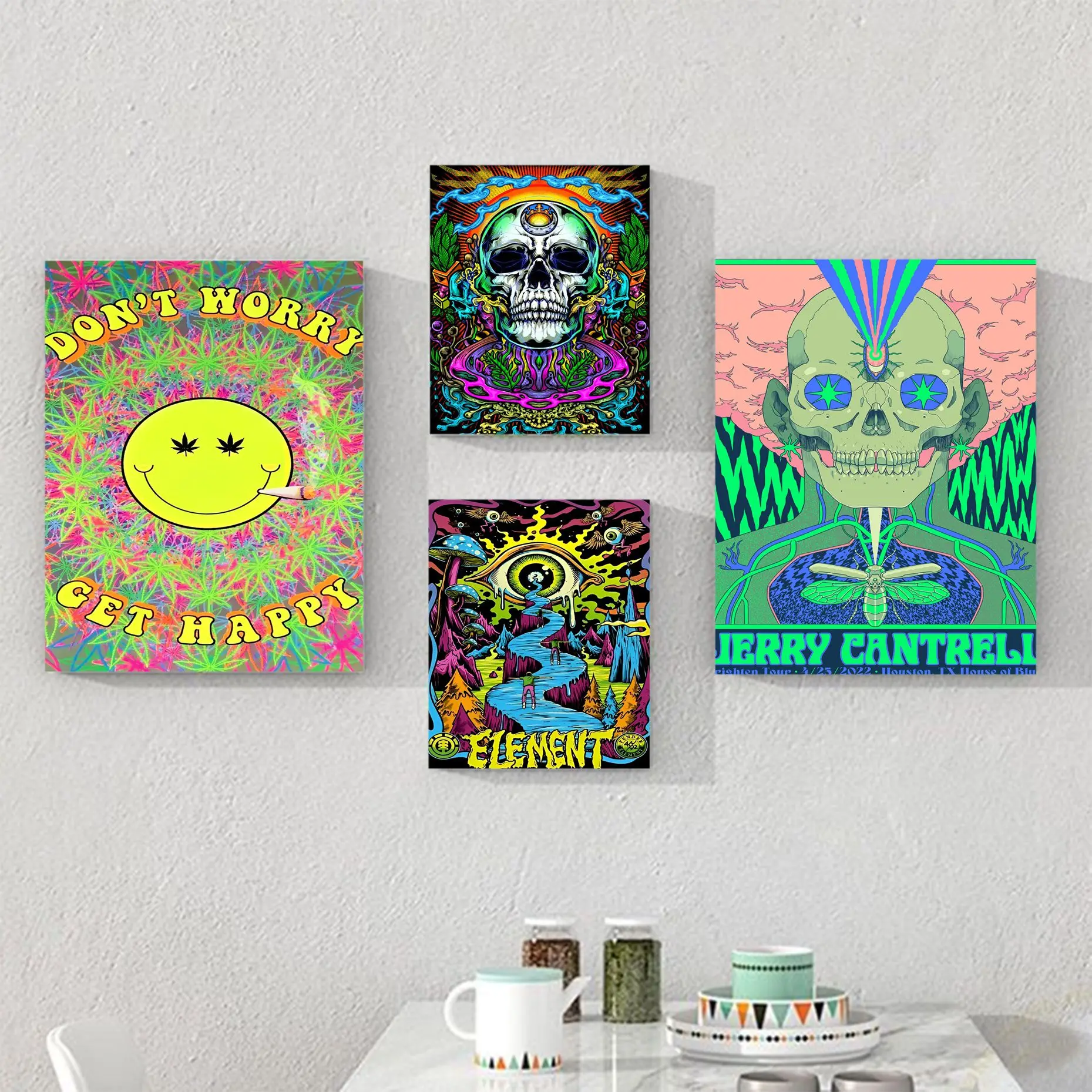 

Trippy Skeleton Abstract Psychedelic Mushroom Print DIY Sticky Poster HD Quality Poster Wall Art Painting Study Wall Stickers