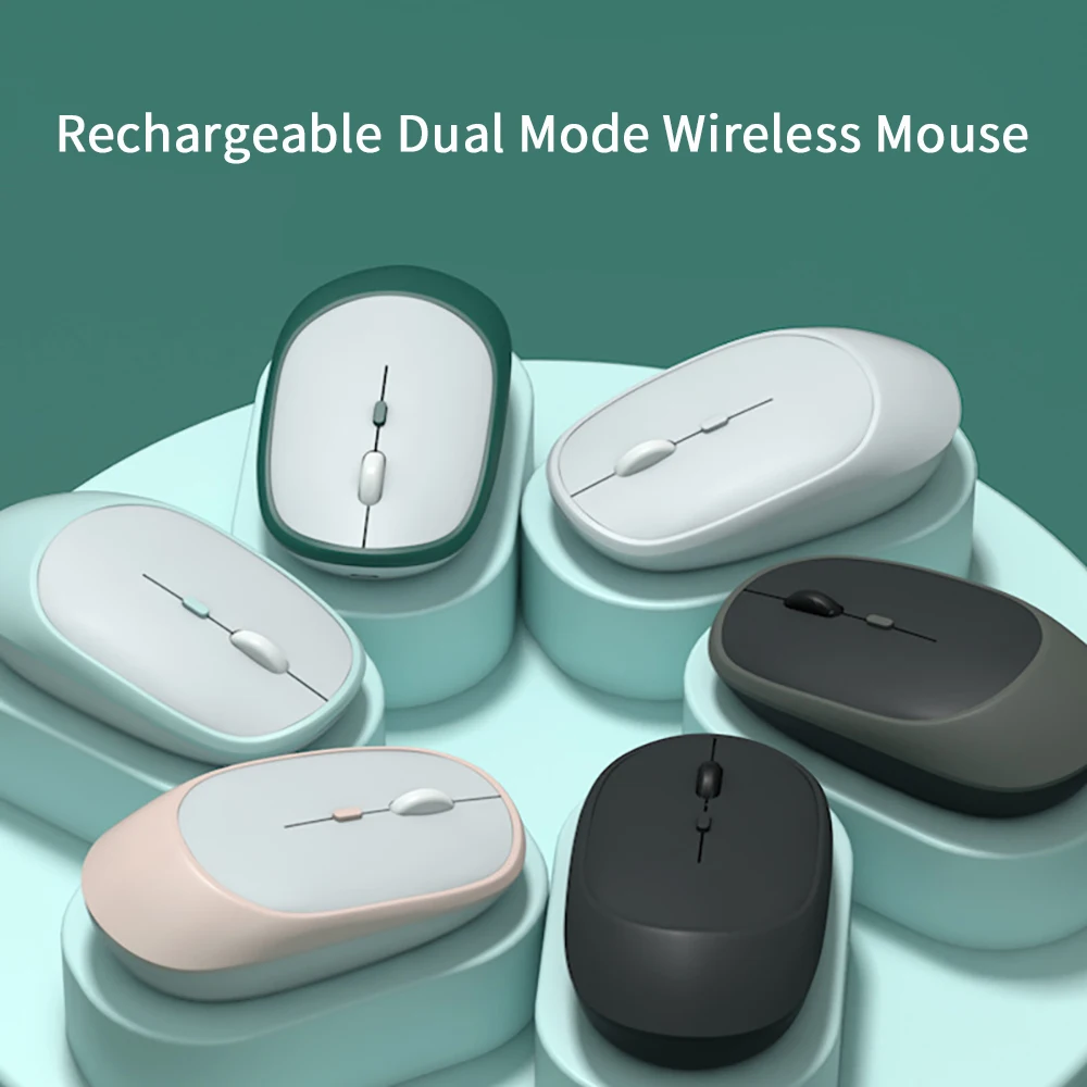 Mini Double Color Wireless Mouse Wireless Dual Mode Rechargeable Silent 2022 New Girly Color Mouse for Office Home Student images - 6