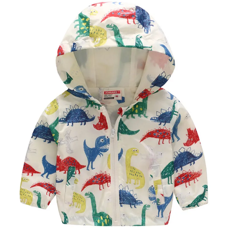 

Демисезонная Детская тонкая куртка, детская верхняя одежда, пальто с капюшоном, с рисунком динозавра, кошки, автомобиля, одежда для дня рожд...