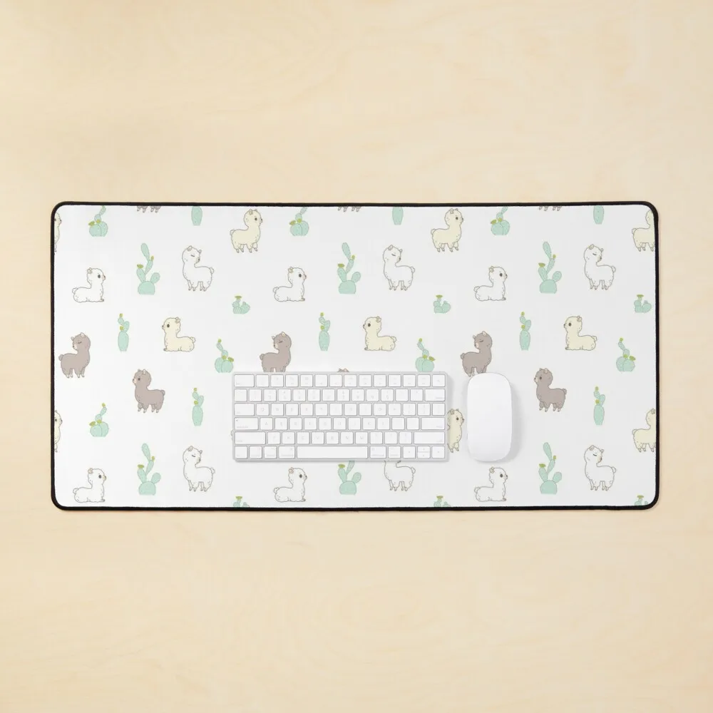 

Alpaca pattern with cactus in white background Mouse Pad Mousepad Mat for Gamer Gaming Mouse Pad Large Keyboard Mouse Mat Desk