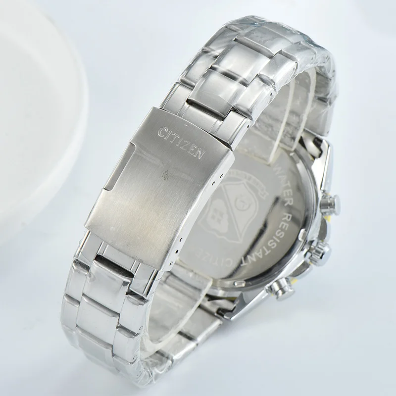 Роскошные Японские брендовые кварцевые часы мужские наручные с хронографом Blue