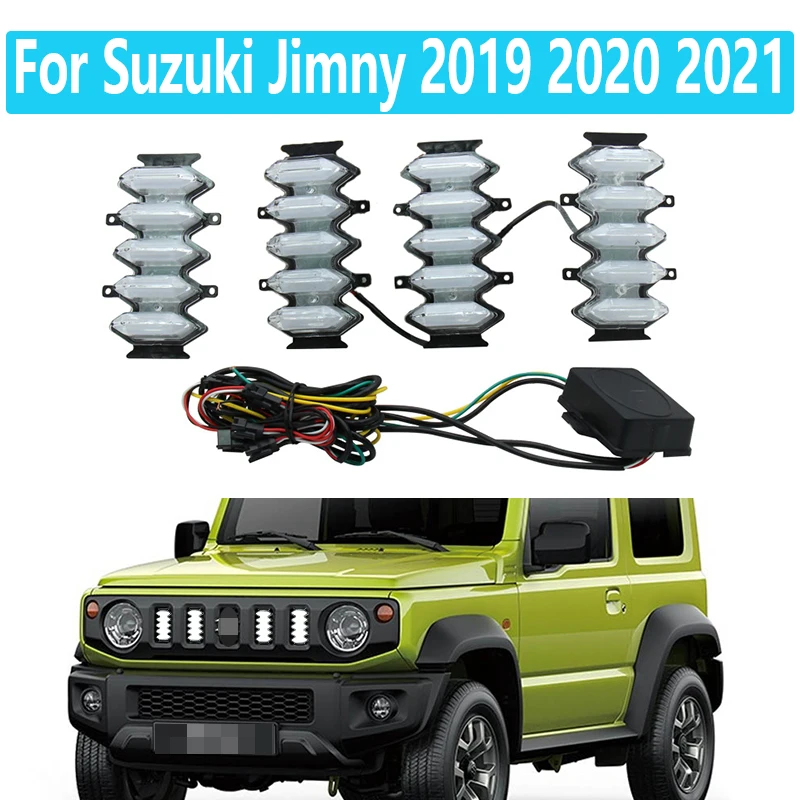 

Обновленные дневные ходовые огни для передней решетки радиатора для Suzuki Jimny 2019 2020 2021 светодиодный противотуманные фары, желтые поворотные с...