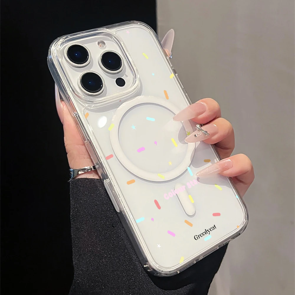 Прозрачный магнитный чехол с серым звездным принтом для iPhone 17, 14, 15, 16, 11, 12, 13 Pro Max, Air 17, 16 E, 14, 15, 16 Plus, 15 Pro, акриловая накладка (art.: 3920dbdab067e) - 3920dbdab067e