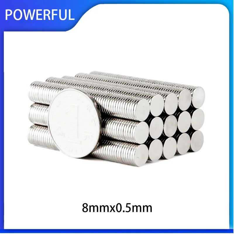 

50~1000PCS 8x0.5mm Strong Cylinder Neodymium Magnet 8mm x 0.5mm Powerful NdFeB Magnet 8mmx0.5mm Round Rare Earth Magnets