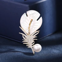 pearl zircon premium vintage elegant coat pin dress shell feather brooch %d0%b1%d1%80%d0%be%d1%88%d1%8c %d0%b6%d0%b5%d0%bd%d1%81%d0%ba%d0%b0%d1%8f weddings party casual brooch pins gifts