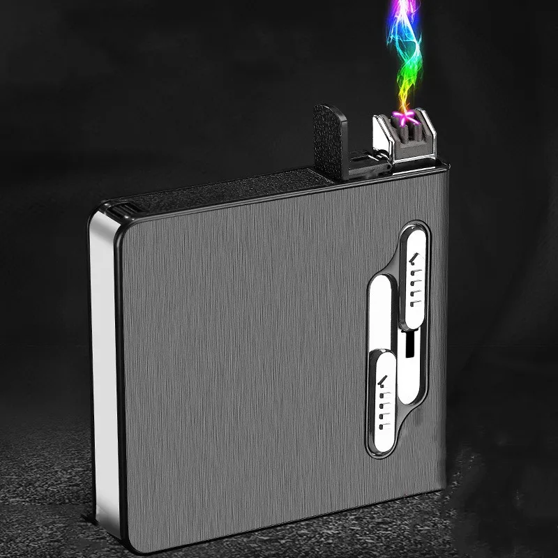 

Creative Plasma Pulse Double Arc Electric Lighter Convenient Large Capacity Cigarette Box Lightning Ignition USB Charging