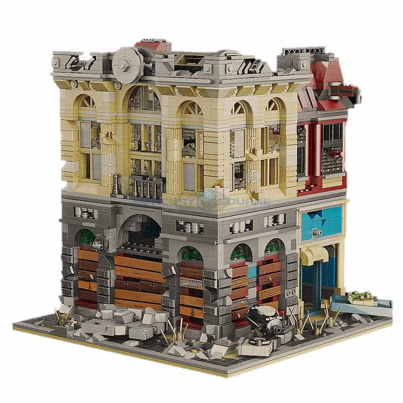 

The Apocalypse Last Days Of World Doomsday Brick Bank Headquarters Model Building Blocks MOC Bricks Set With Action Figures