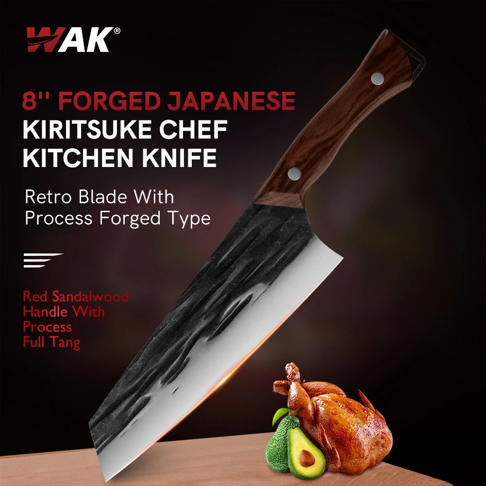 

WAK Forged Japanese Kiritsuke Kitchen Chef Knife 5Cr15mov Stainless Steel Blade Red Sandalwood Handle