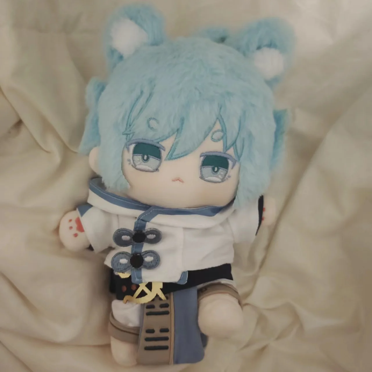 

20cm Game Genshin Impact Chongyun Cute Rabbit Fur Body Plush Doll With Clothes Costume Outfit Toy Anime Christmas Gift