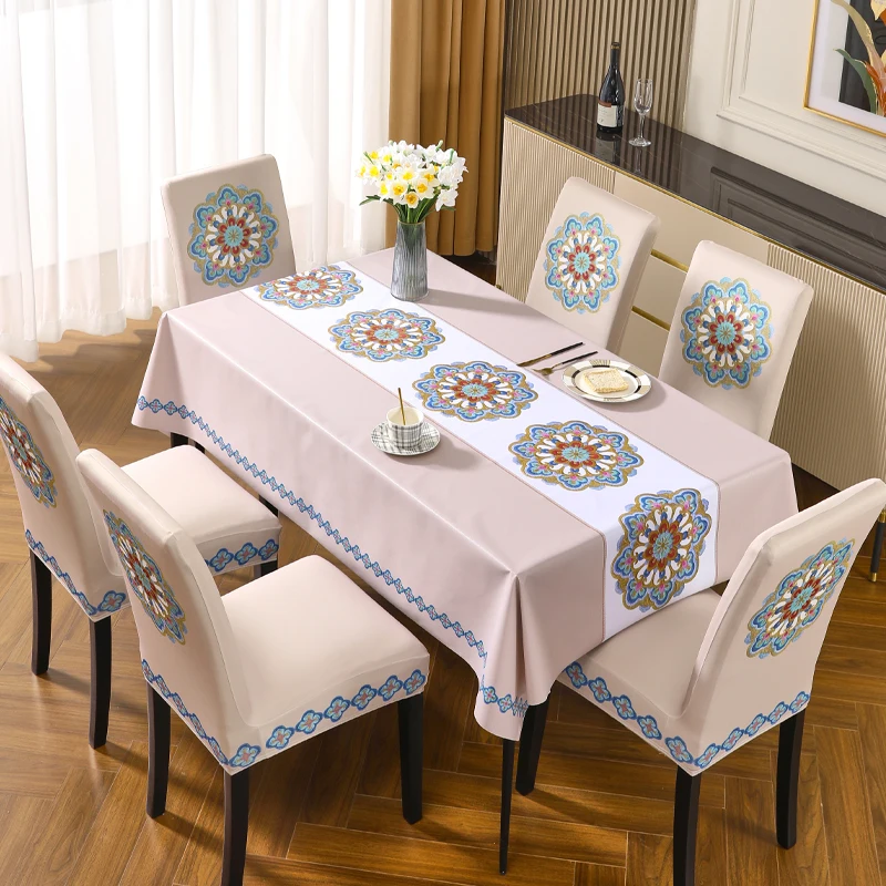 

2023 New Chair Cover Table Cloth Wash Free, Waterproof, and Oil Proof Table PVC Rectangular Table Cloth