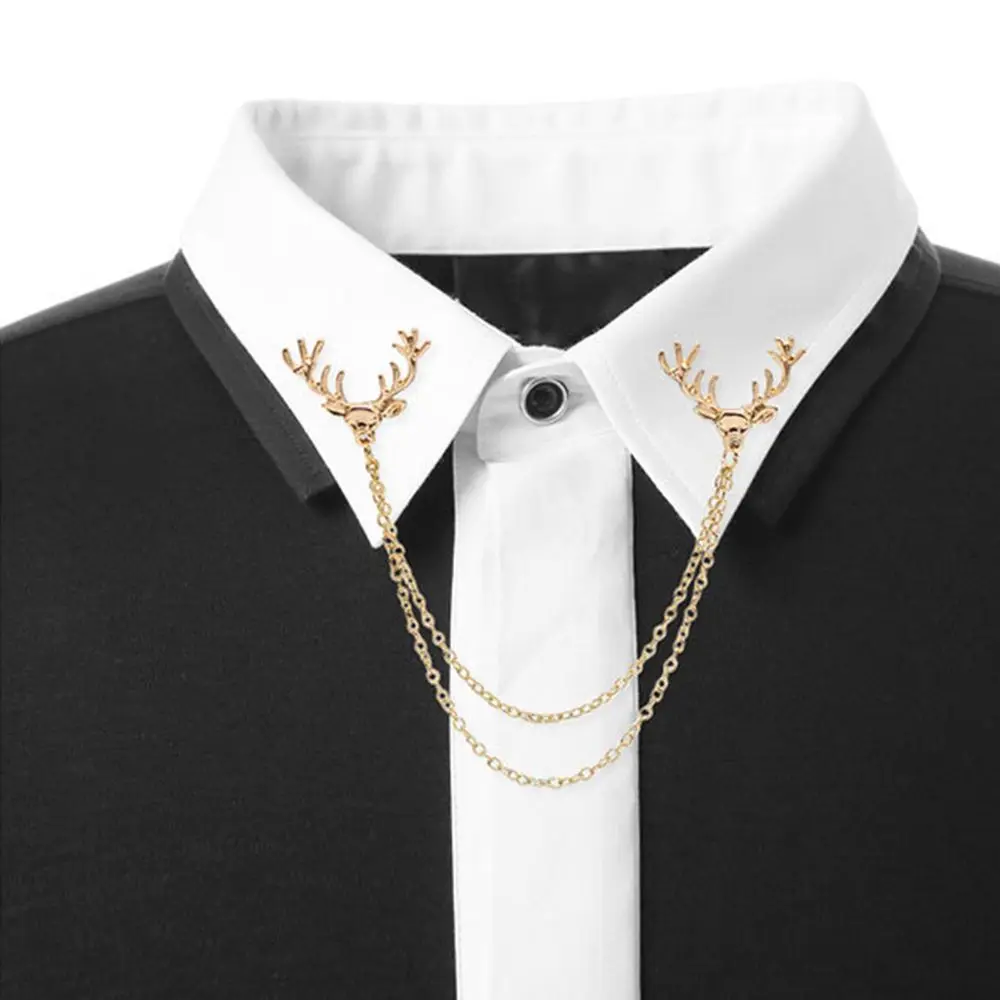 

Fashion Jewelry Accessory Reindeer Gift Double Chain Deer Elk Brooch Antlers