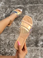holographic clear strap slide sandals