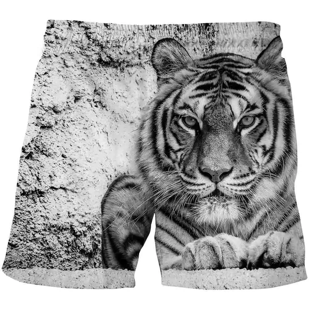 Летние модные 3D Новые шорты с тигром Детские забавные повседневные животными