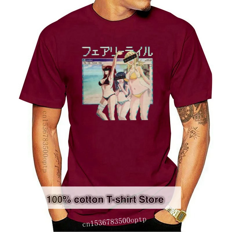 

Fairy Tail 's Beach T-Shirt Men Short Sleeves Hipster Anime Manga Kawaii Cute Sexy Tee Shirt Cotton Clothes Black T Shirt