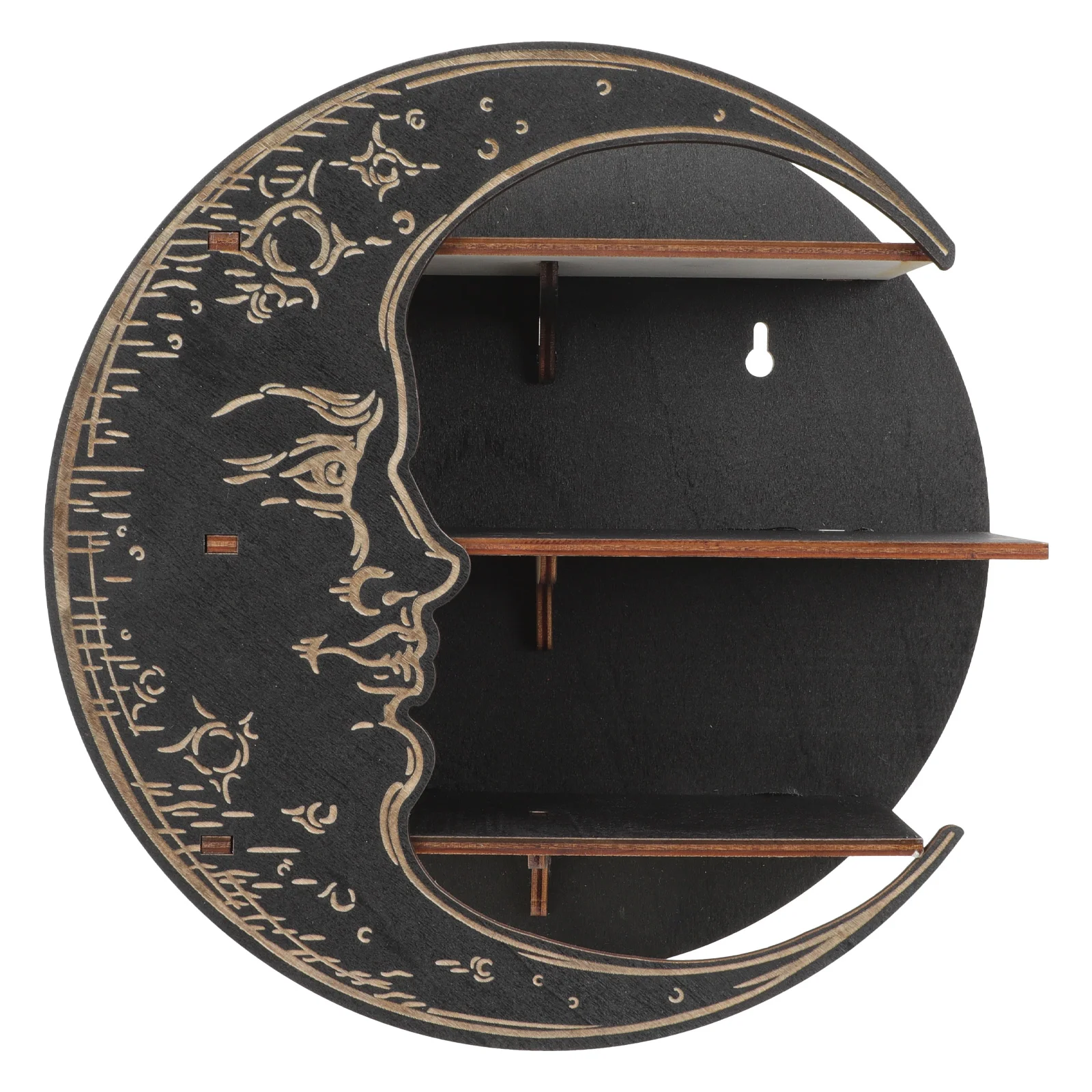 

Shelf Wall Shelves Moon Floating Display Rack Crystal Hanging Decor Wood Rustic Essential Oil Mounted Crescent Wooden Bathroom