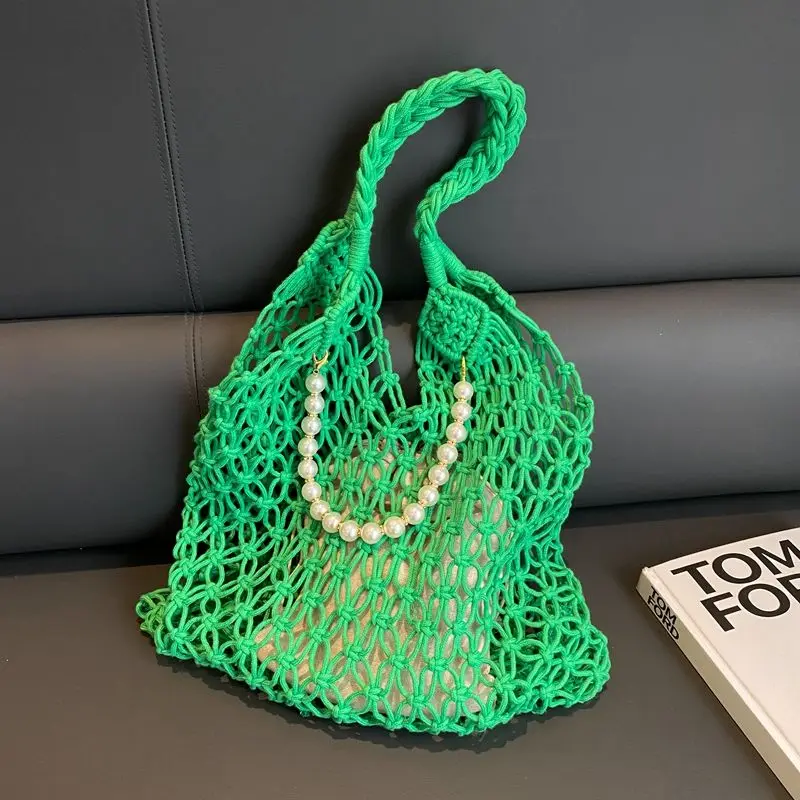

2023 Women's Handbag Chic Shopping Bag Large Capacity Bag Small Women's One Shoulder Bag Woven Hollow Out Bag Commuter Tote Bag