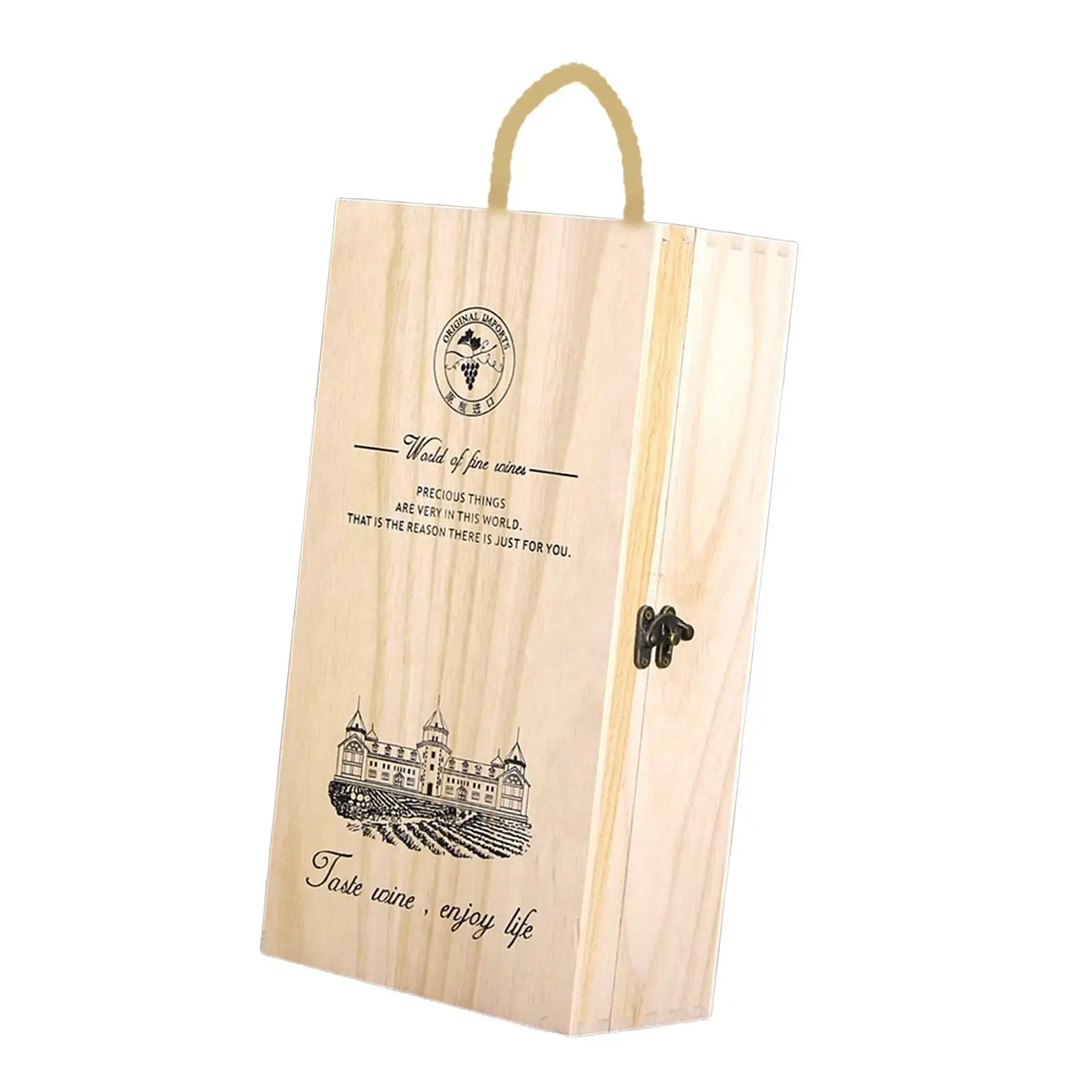 Wood Storage With Rope Handle Classic Liquor Bottle Storage Box For Parties Father's New Year Anniversary