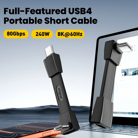 Elough PD 240 Вт PD3.1 Кабель типа C — тип C для быстрой зарядки 8 Гбит/с 8K при 60 Гц USB 4 Короткий кабель для iPhone 15 16 17 Samsung