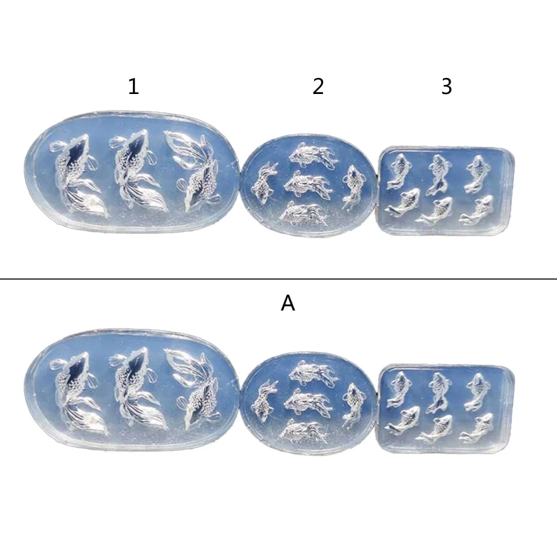 

4XBF Carp Ornaments Earring Combination Silicone Molds Epoxy Resin DIY Craft