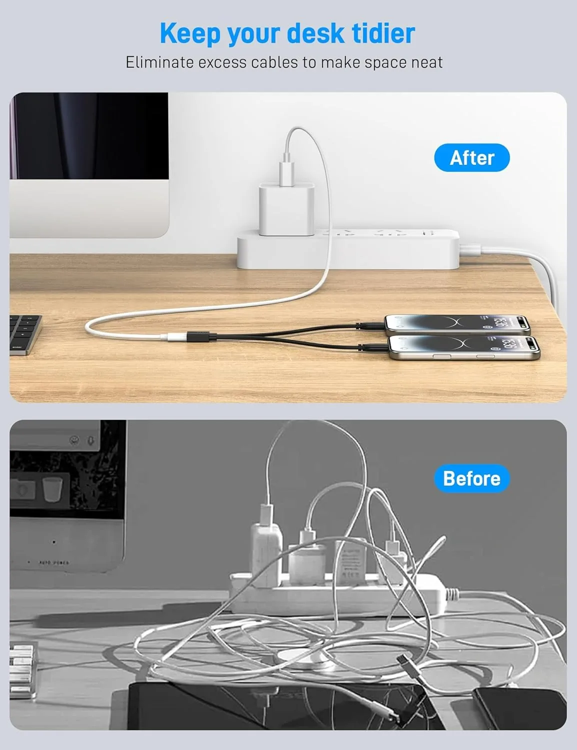 Многопортовый кабель-разветвитель Type-C: USB-C (женский) на 123 Type-C (мужской), 3A, для зарядки (только для зарядки, без синхронизации данных) (art.: 3920daa69cf58) - 3920daa69cf58