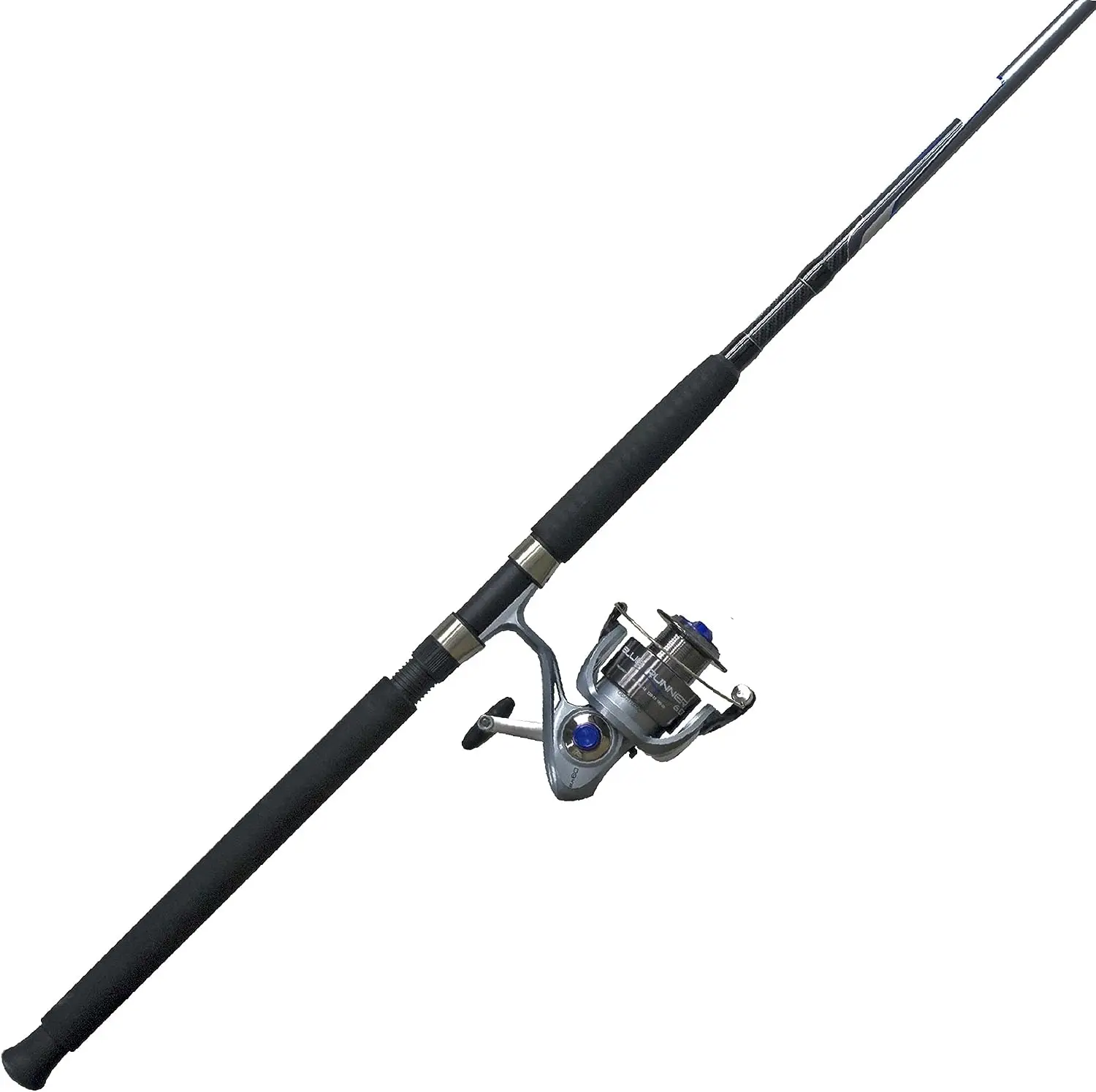 

Runner Spinning Reel and Fishing Rod Combo, 9-Foot 2-Piece Fiberglass Fishing Pole, Extended EVA Handle, Medium-Heavy Power, Siz