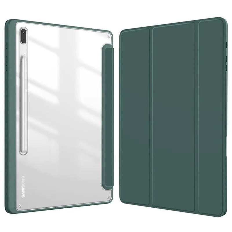 

Трехскладной кожаный чехол для Samsung Galaxy Tab S8 X700 S7 A8 10,5 X200, защитный чехол, акриловая задняя крышка со слотом для ручки