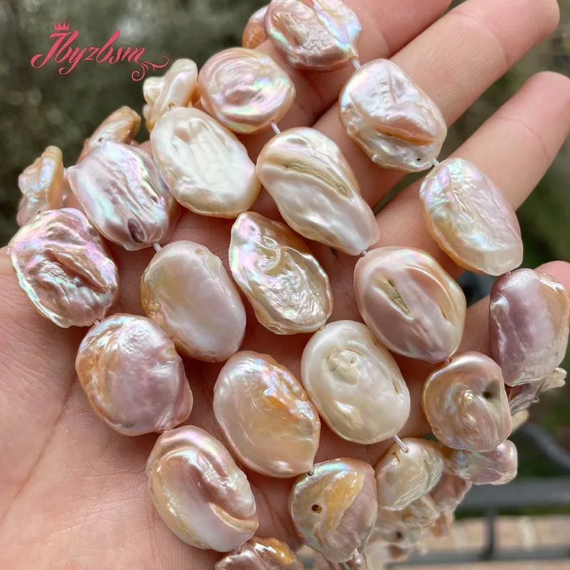 13x18-15x20mm Oval Pink Purple White Natural Freshwater Pearl Spacer Loose Beads for DIY Accessories Necklace Jewelry Making 15