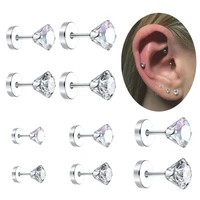 1pc 18g 3 8mm shining zircon tragus piercing earring stud helix cartilage piercing jewelry conch rook lobe earring labret stud