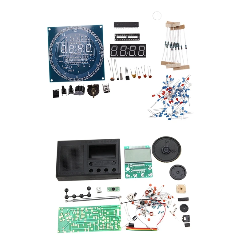 DS1302 Digital LED Display Module Alarm Electronic Digital Clock & DIY FM Radio Kit Electronic Learning Assemble Suite