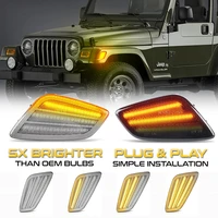2x full amber led front bumper side marker lights turn signal blinker lamp for jeep wrangler tj car accessories 1997 2006 canbus